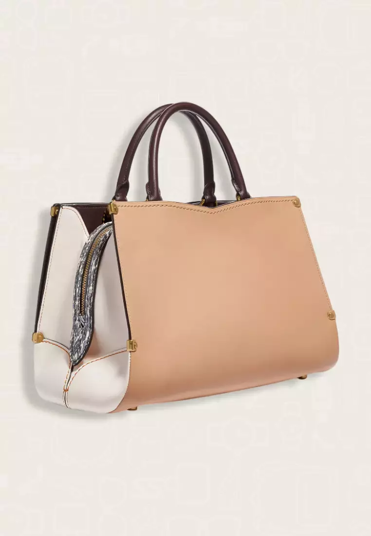Coach Mason Carryall In Colorblock With Snakeskin Detail Beechwood