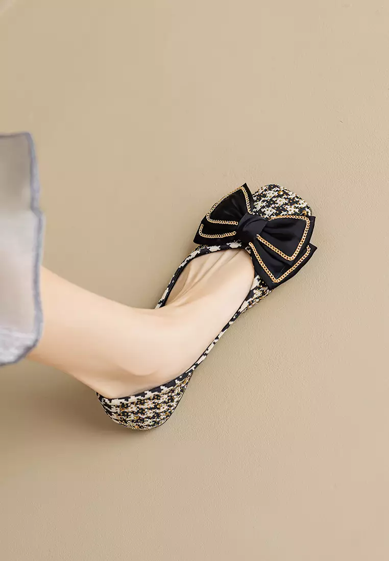 Bowknot Decoration Satin Ballerinas WW689-2