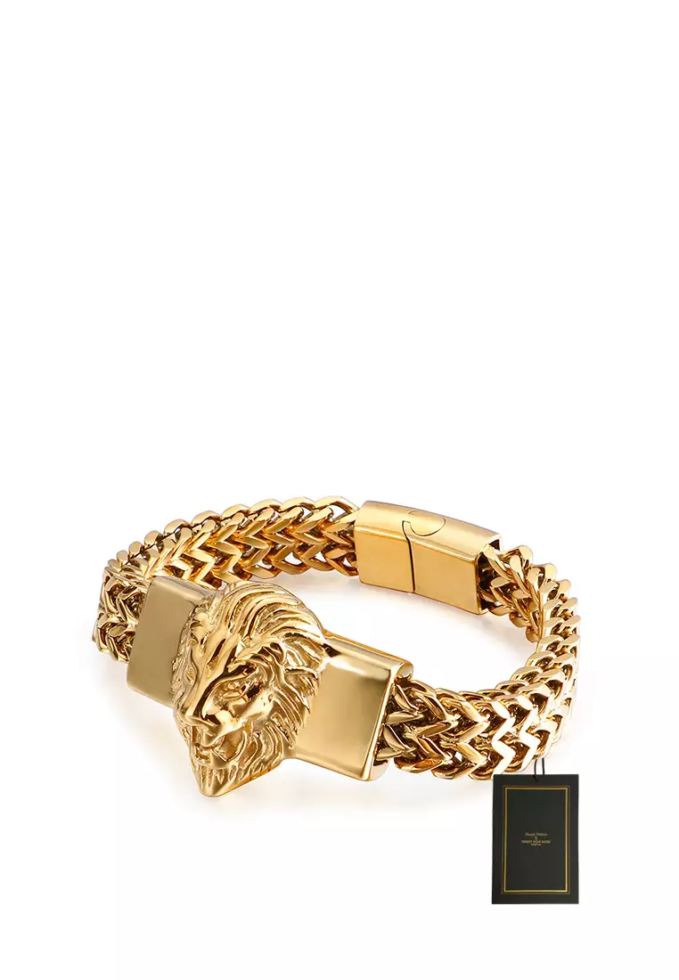 Mens gold hot sale lion bracelet