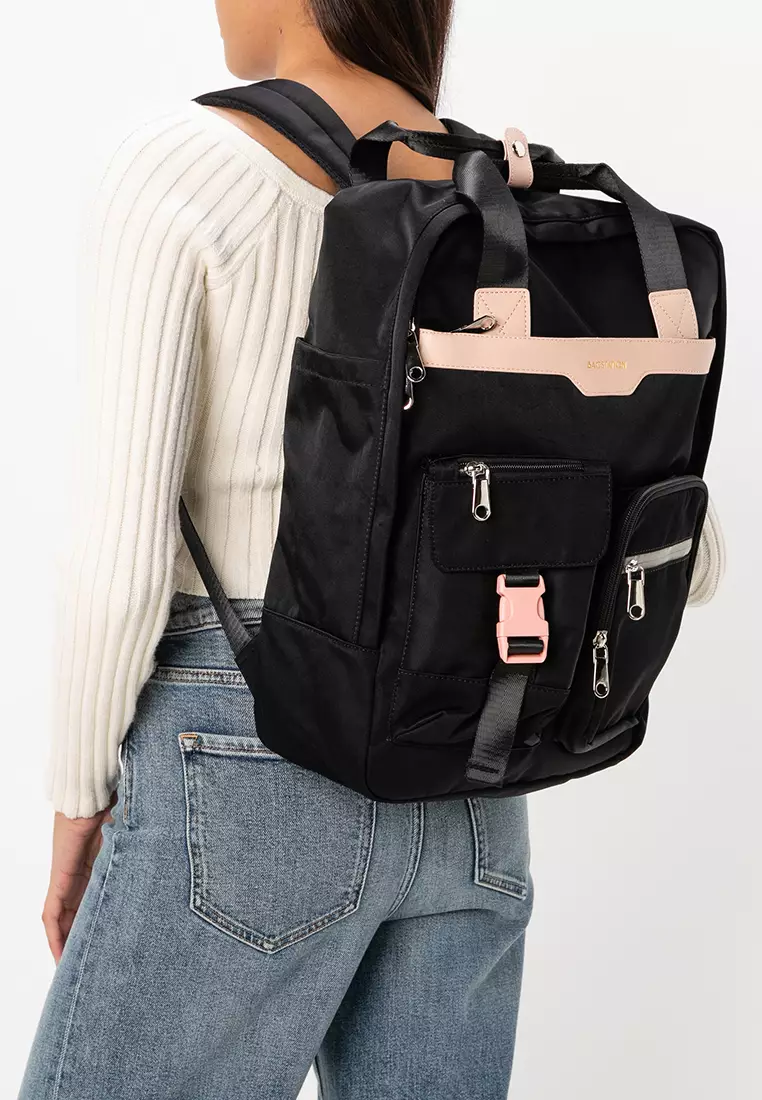 Colour Block Top Handle Backpack