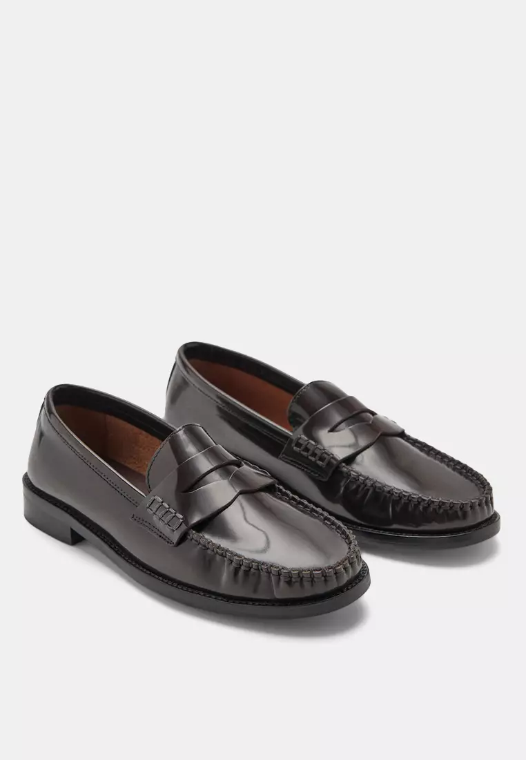 Gathered Leather Moccasins