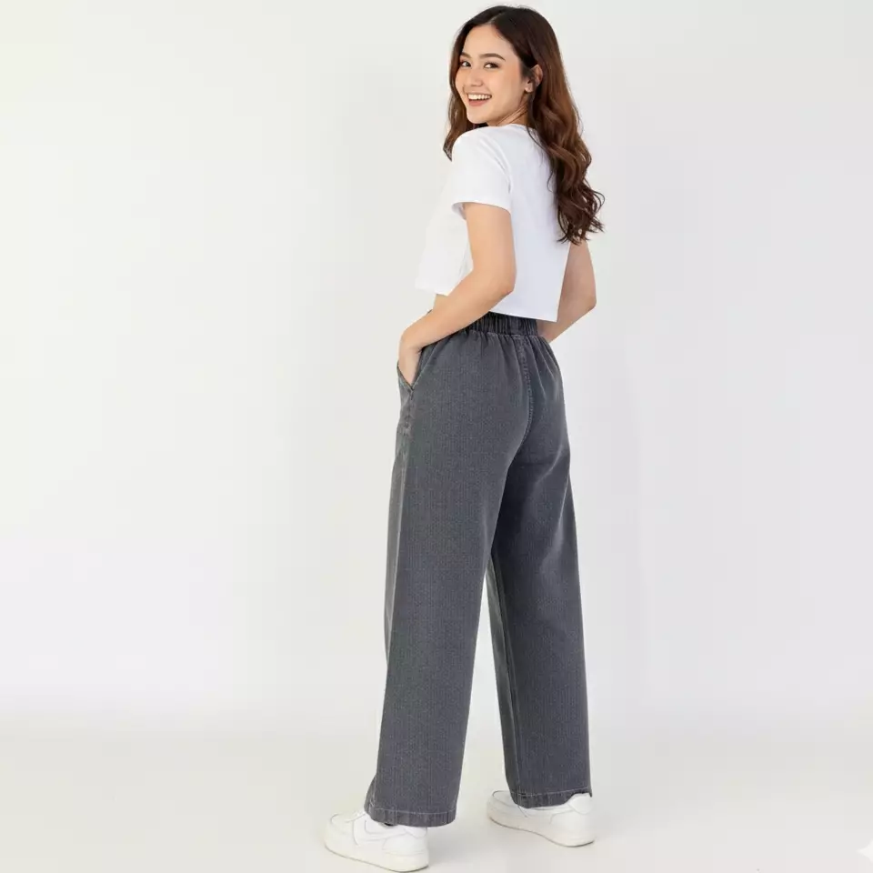 Celana Panjang Wanita - Kelly Wide Denim Pants