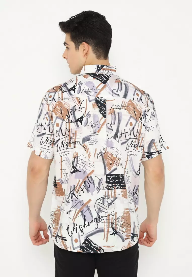 POLICE Kemeja Printing Cotton Tencel Regular Fit Pria