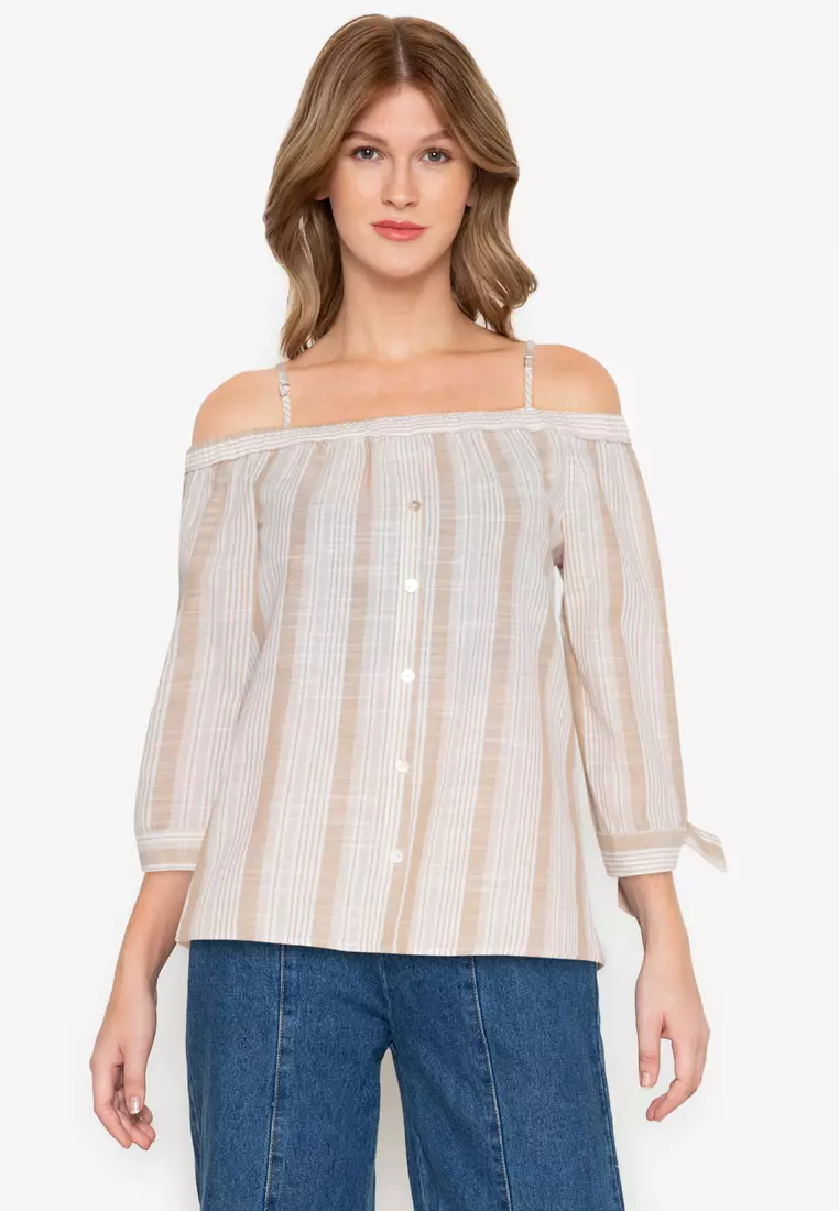 Off Shoulder 3 4 Sleeve Top