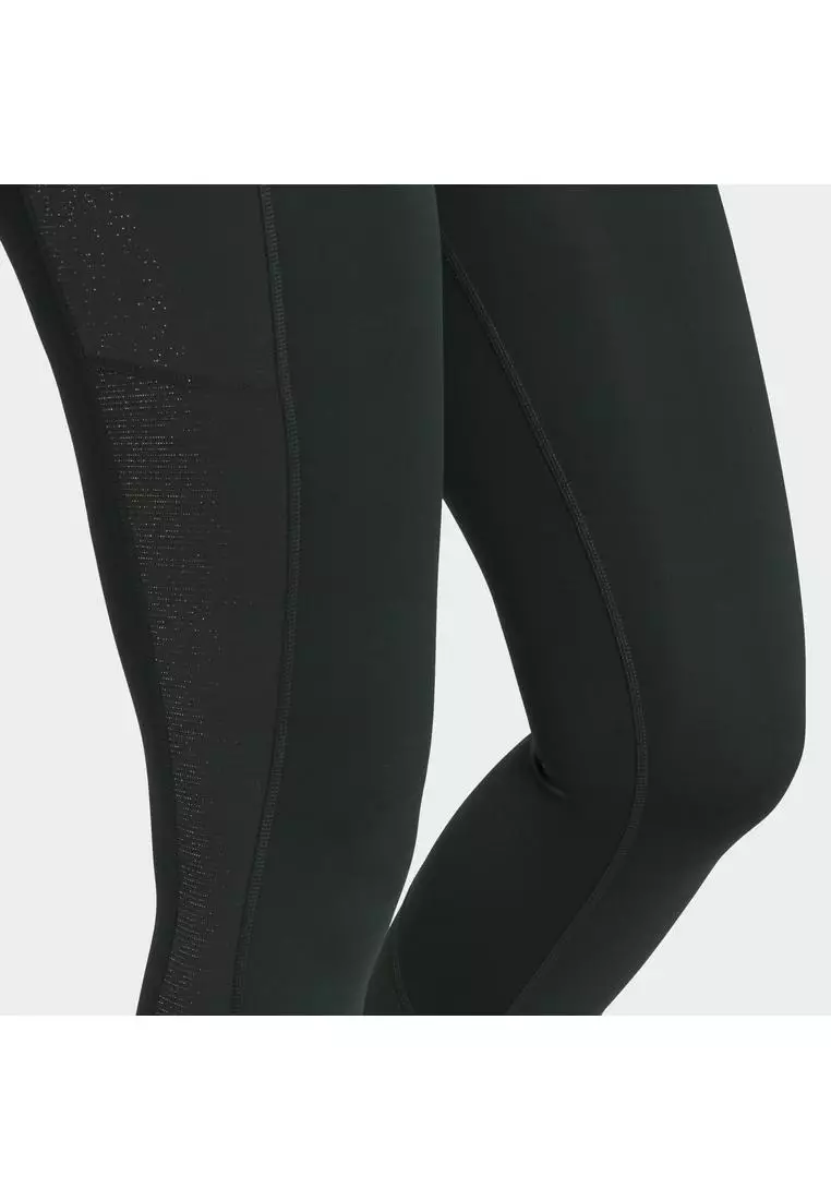 adidas Optime Training Shiny Full Length Leggings - Green, Women's Training