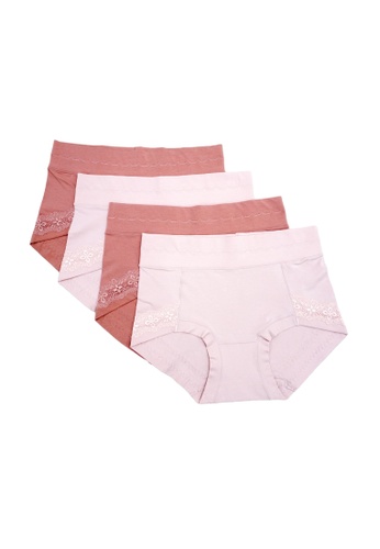 Kiss & Tell multi 4 Pack Nova Cotton with Lace Panties in Peach & Light Pink 8B5BDUS230F583GS_1