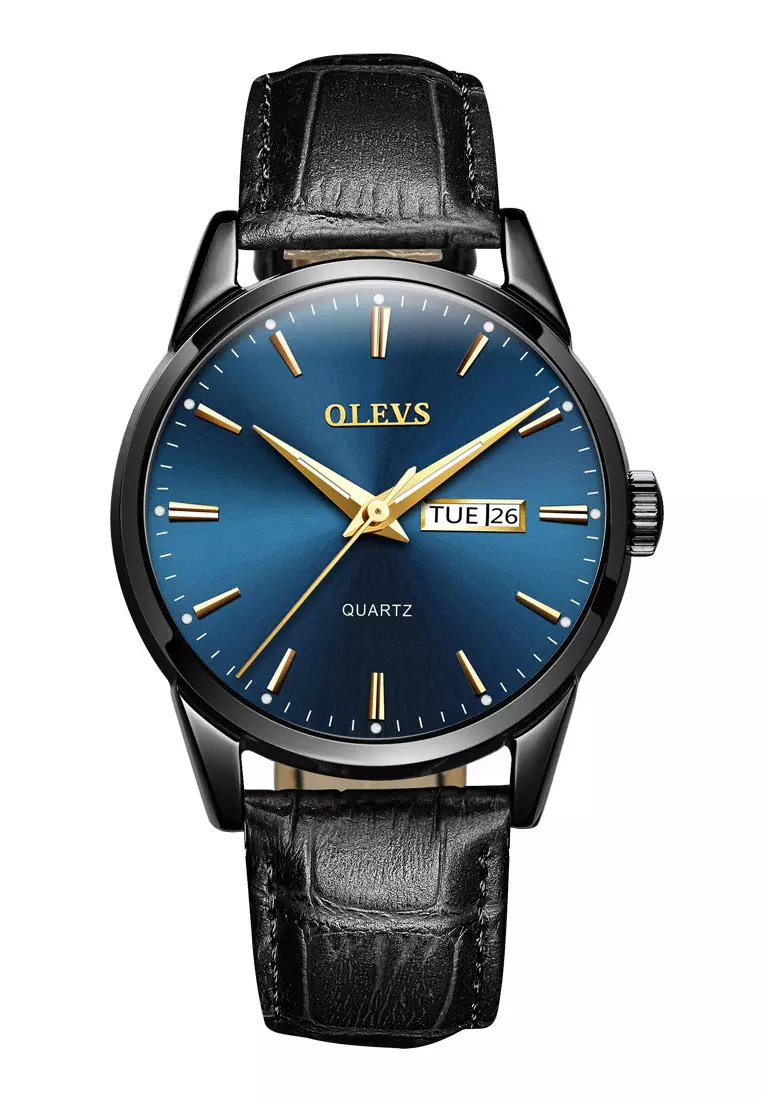 Olevs blue outlet dial watch