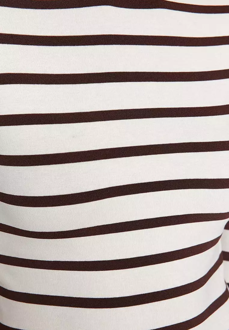 Striped Fitted Crop Knit Top