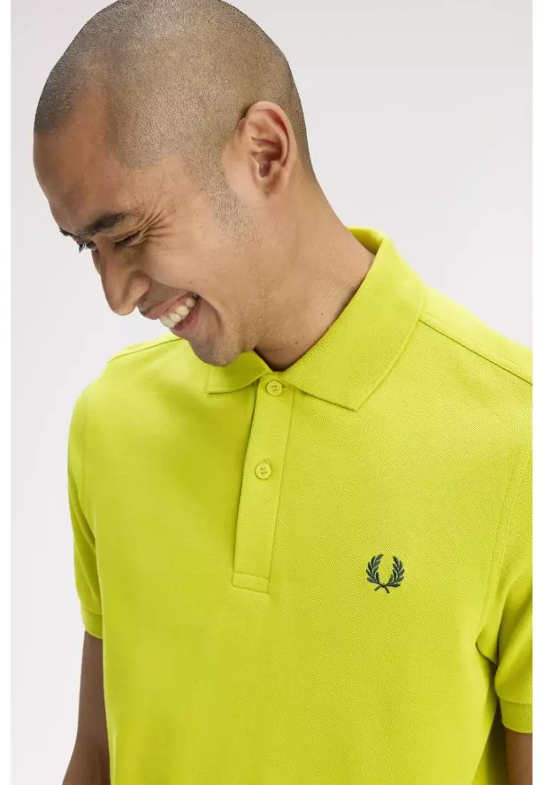 Fred Perry M6000 The Fred Perry Shirt (Tennis Ball Yellow / Ecru / French Navy)