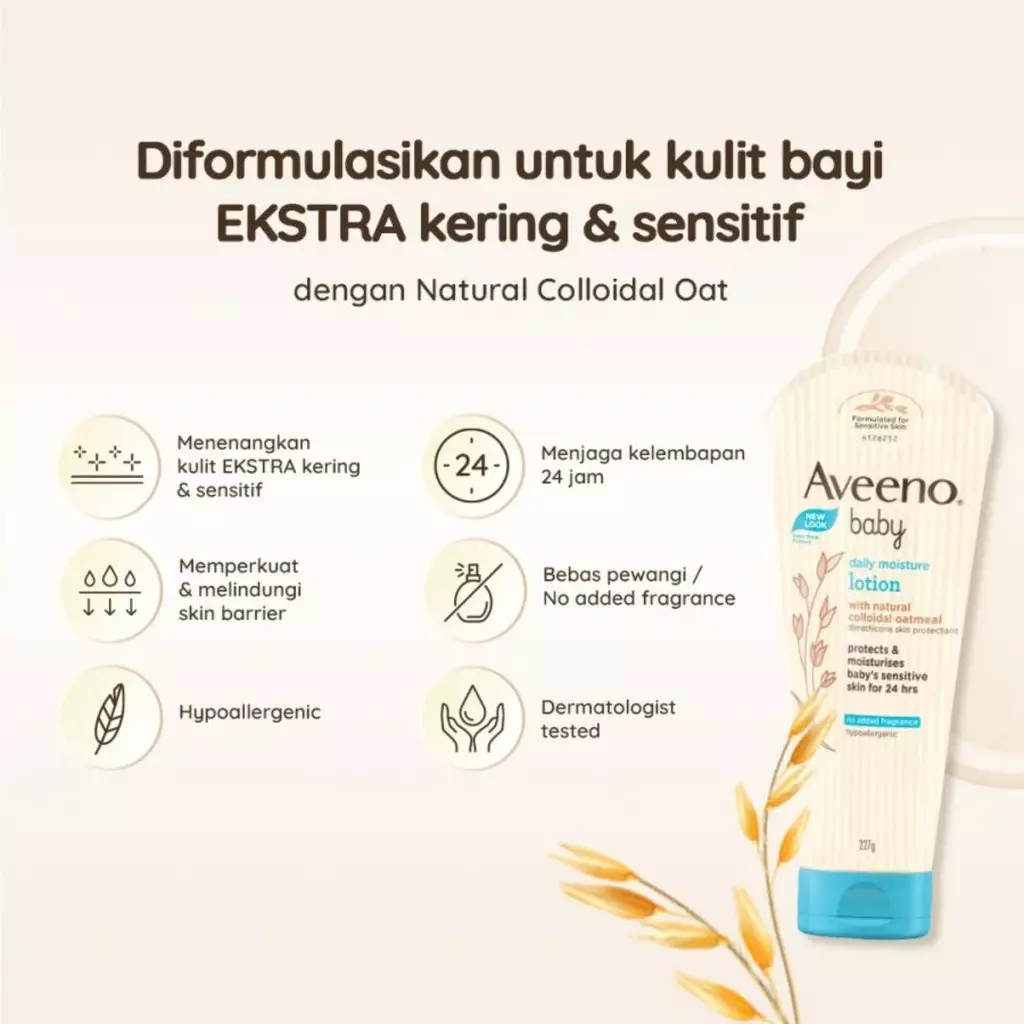 Aveeno® Baby Daily Moisture Lotion 227gr - Losion Pelembap Bayi BPOM