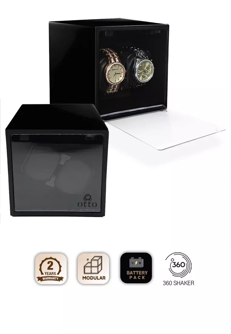 OTTO Dual Modular Watch Winder Case 360 Degrees Movement Watch Winder Winding Storage Box For Automatic Watch Piano Black
