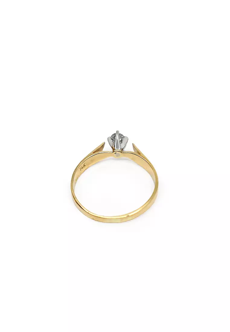 14K Italian Made Bicolor Gold Lady Ring with Diamonds