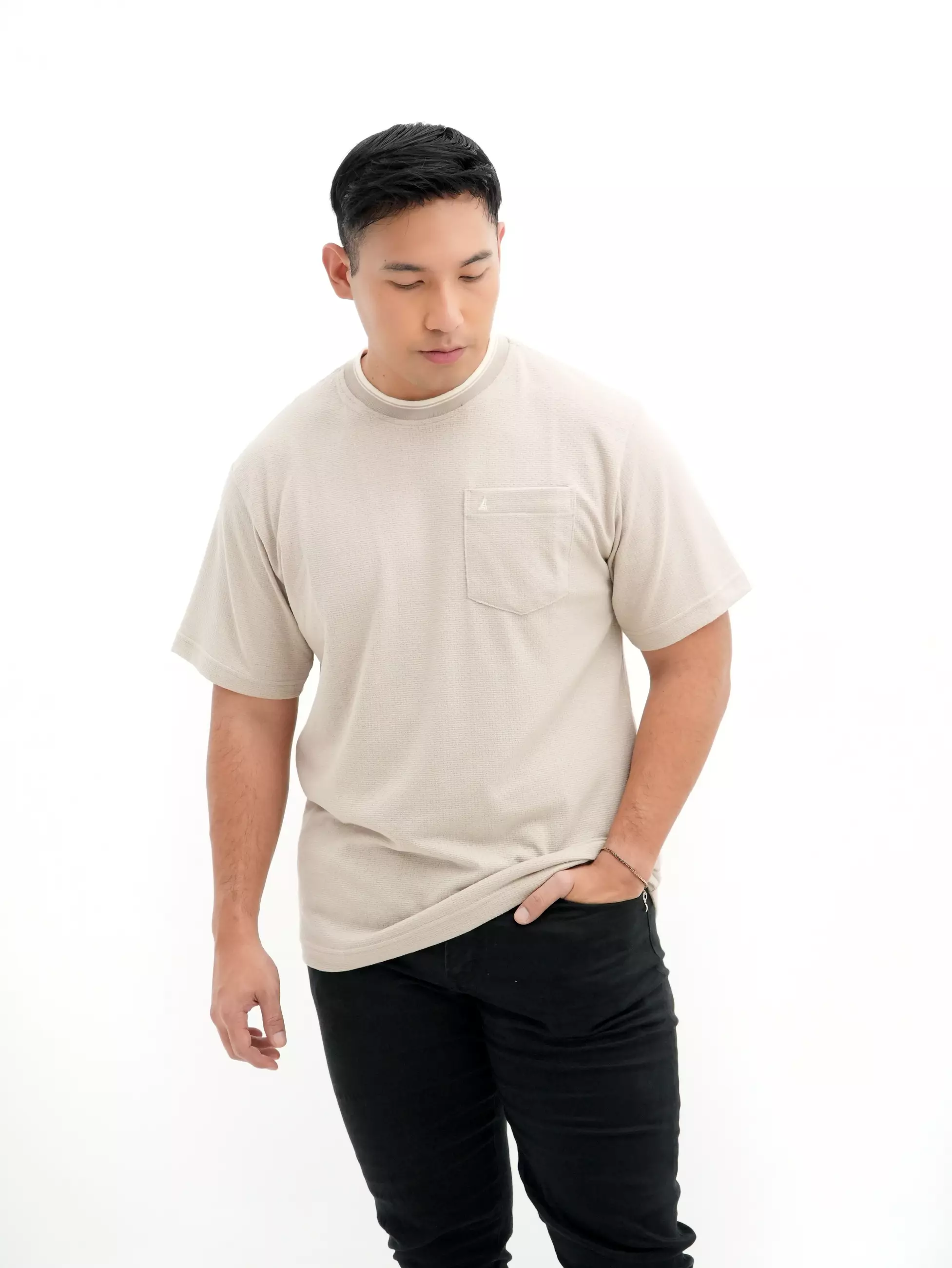 Kaos Oblong T-Shirt Krem Beige 3456