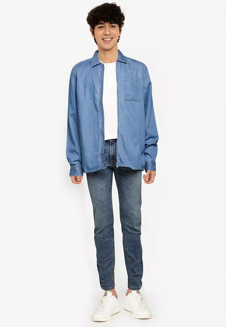Buy French Connection Zip Denim Shirt 2026 Online | ZALORA