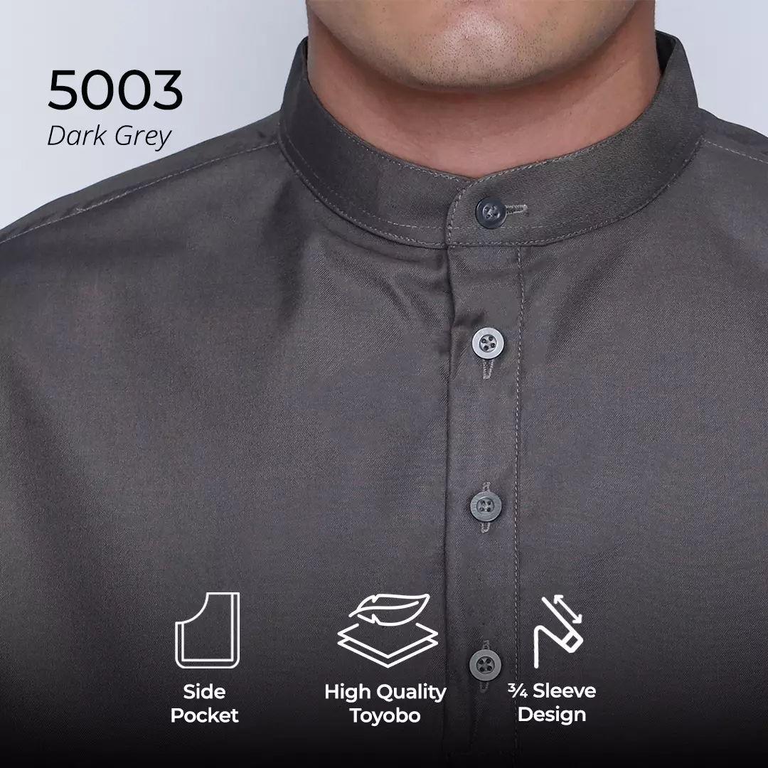 Casella Baju Koko Kurta Lengan ¾ Premium Quality 5003 Dark Grey