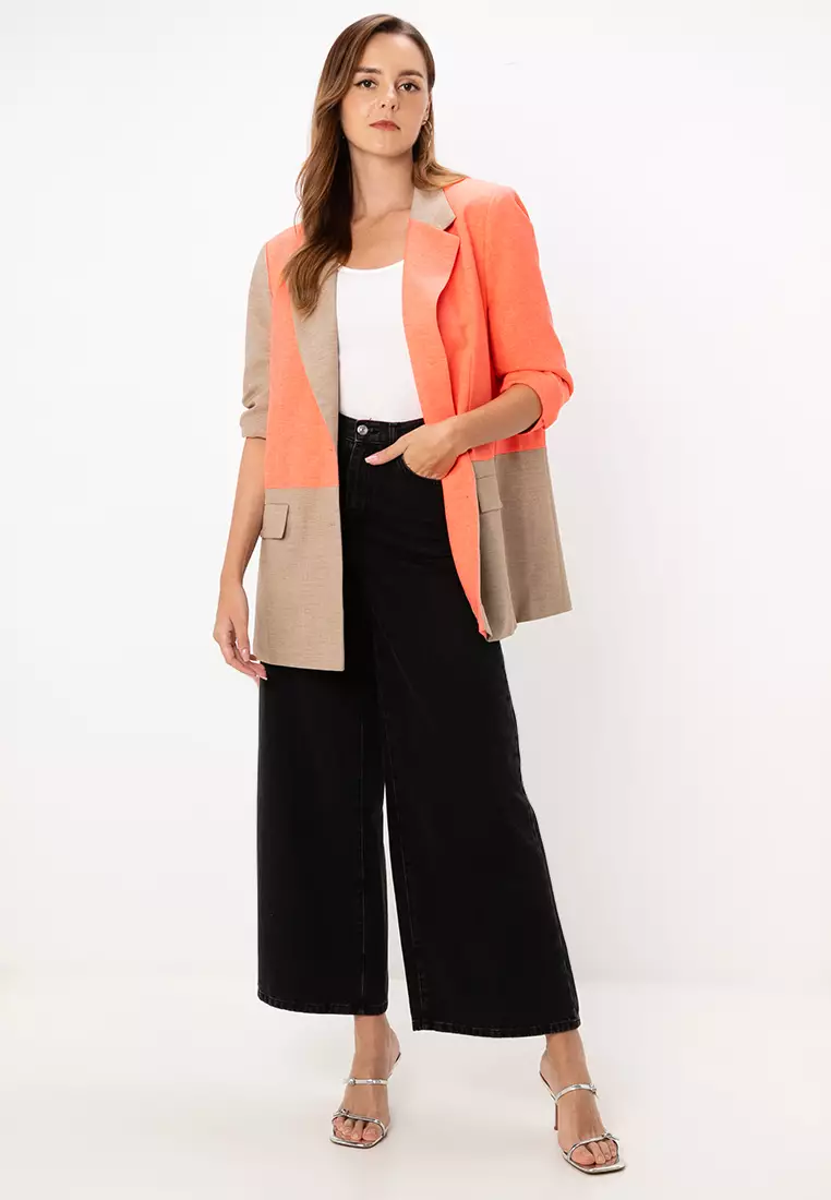 Circular Design Colour Block Dad Suit Blazer