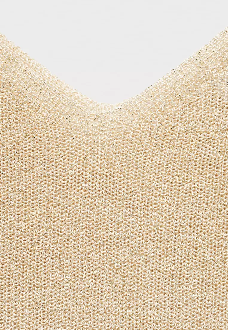 Lurex Knitted V-Neck Top