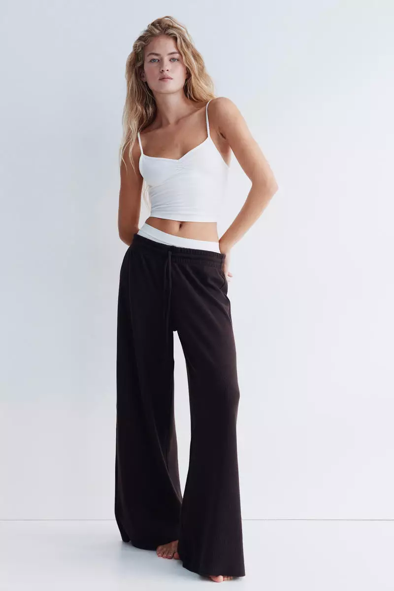 Waffled drawstring trousers