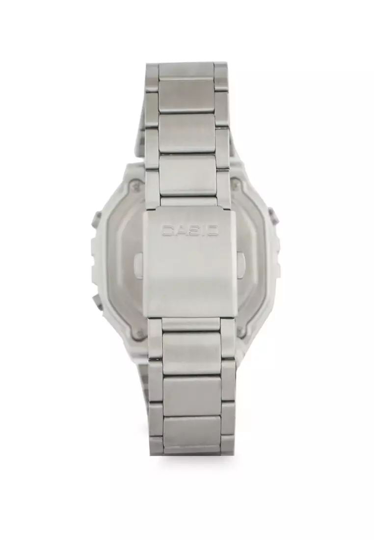 Casio Jam Tangan Pria - Silver Black - Stainless Steel - W-218HD-1AVDF