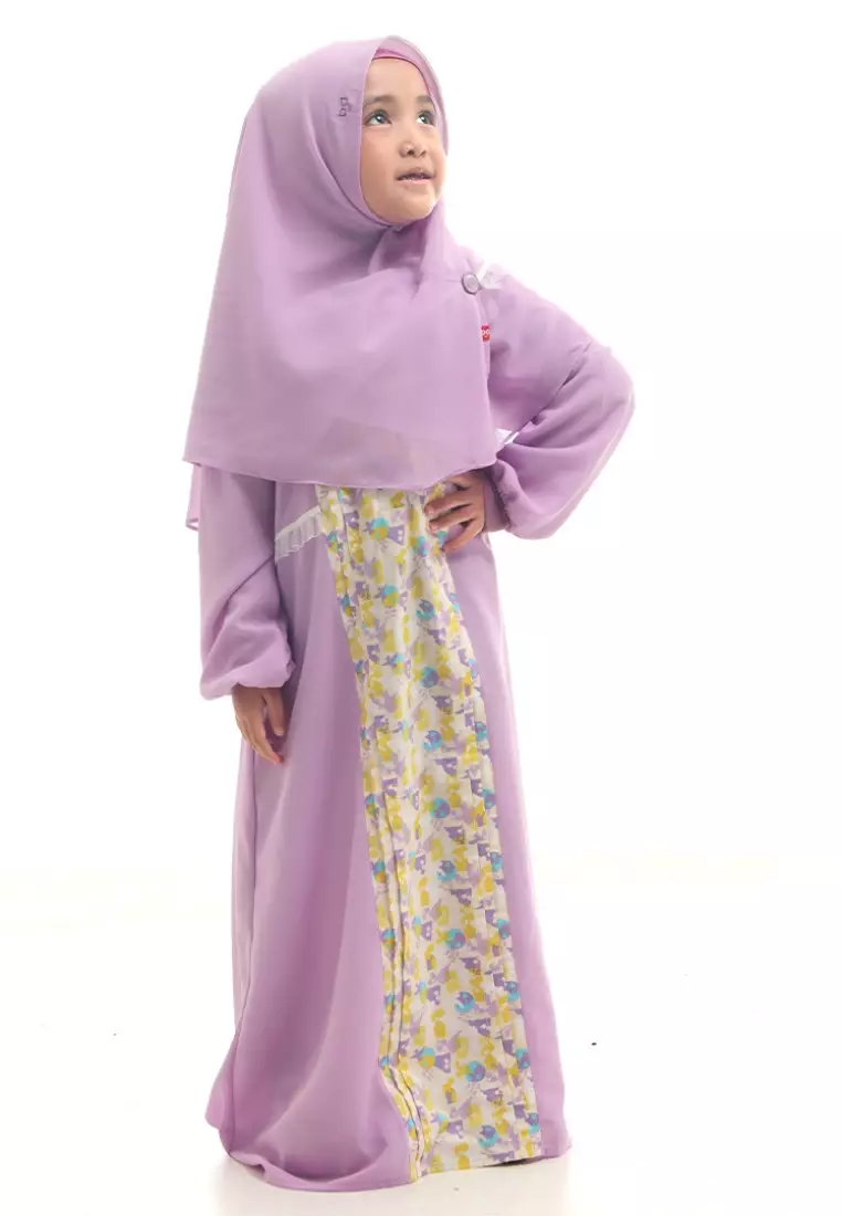 Rabbani - Setelan Gamis Dress Muslim Anak Bani Batuta Khimar Biscotti Exclusive - Purple Lilac