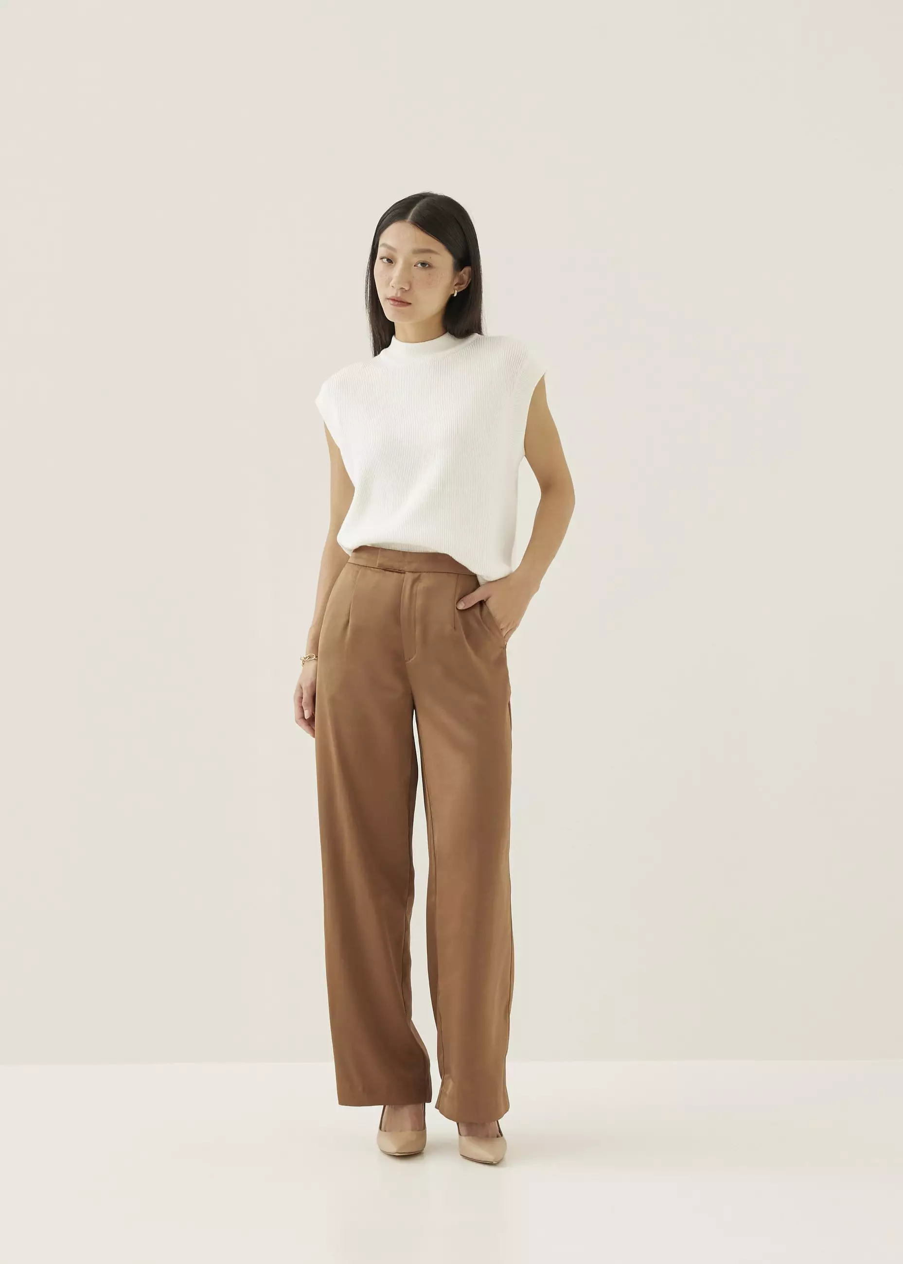 Donna ribbon pants set up ivory Andmary