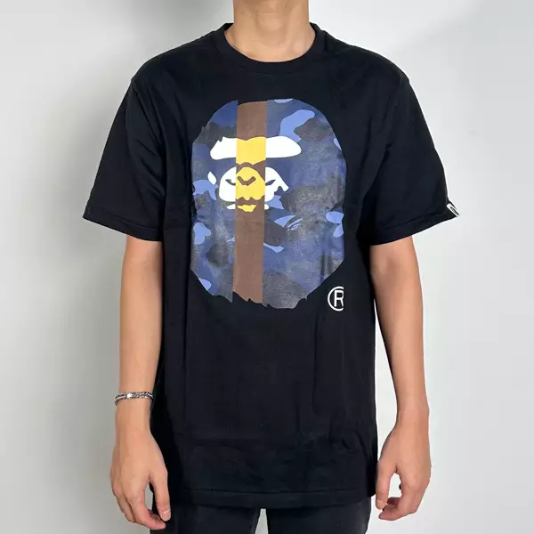 Kaos BAPE BIG HEAD CAMO TRICO NAVY BLACK TSHIRT 100% ORIGINAL