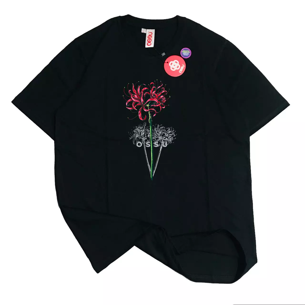 OSSU  Higanbana Flowers - Black Tshirt