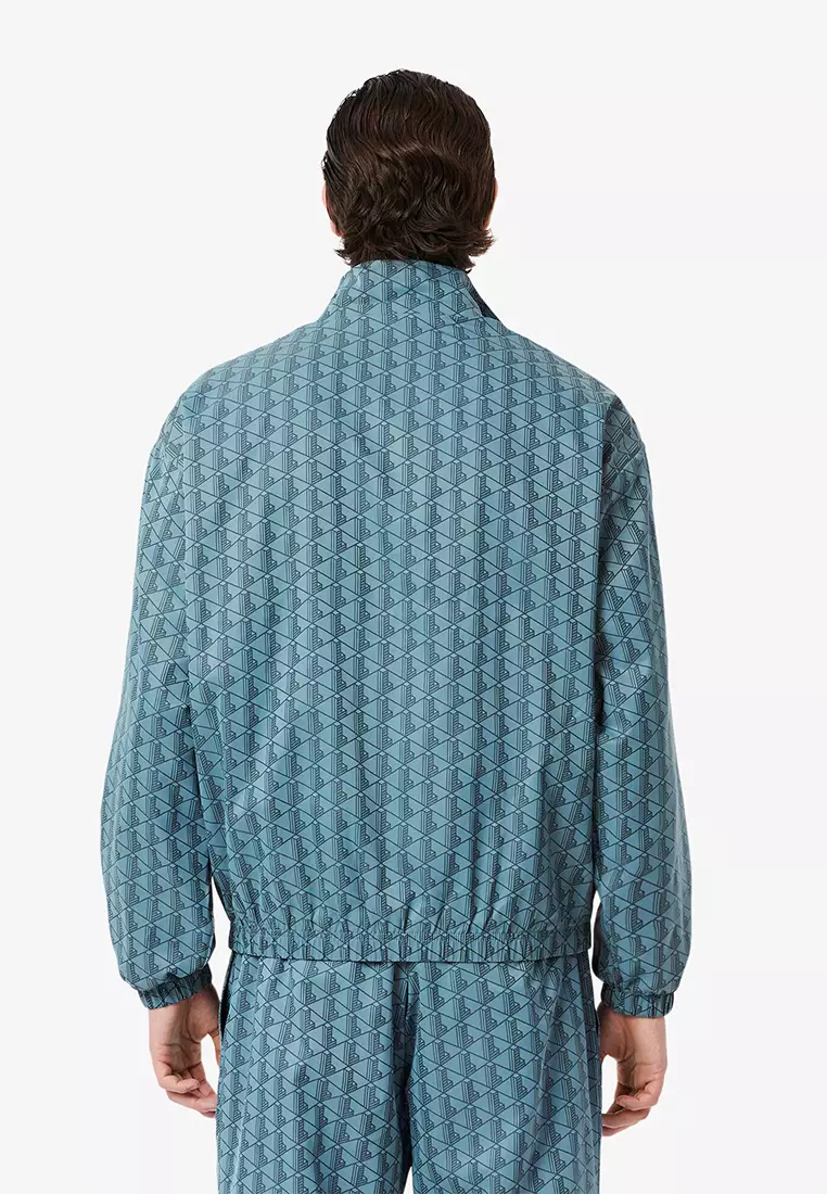 トップス LACOSTE Monogram Jacquard Track Jacket Lacoste - Monogram Track Jacket - Light Blue | blockshops