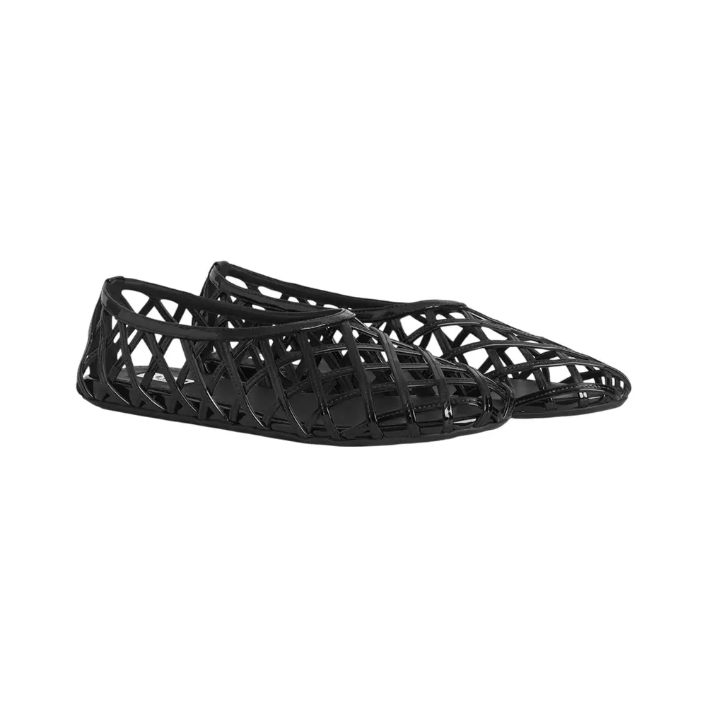 Cage Ballet Flat Patent Calfskin Black