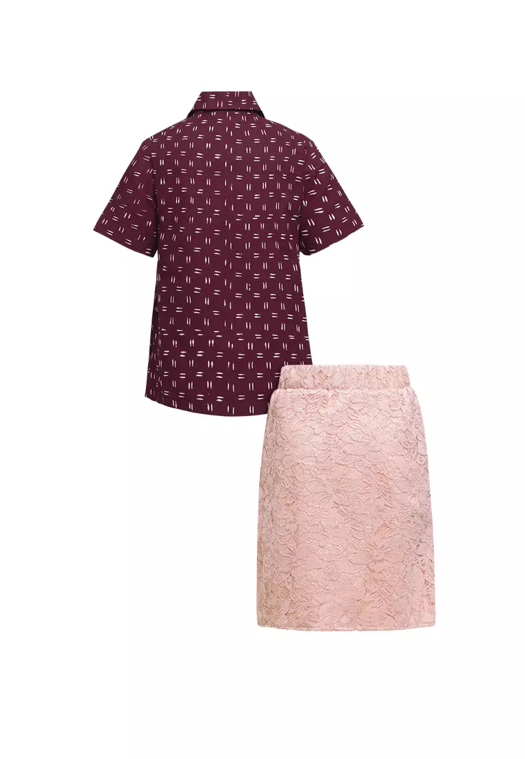 One Set Baju Anak Perempuan Kebaya Atasan dan Bawahan Rok Kids Rose Red I