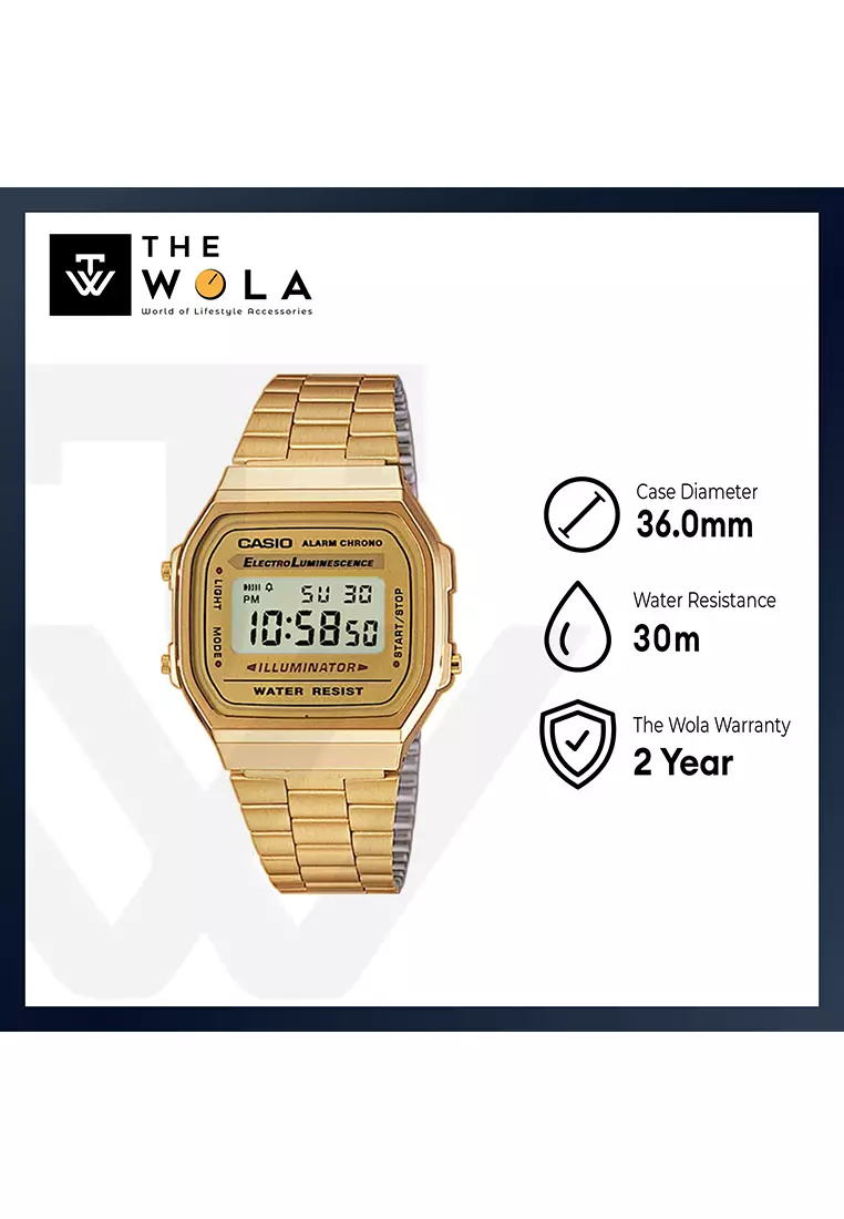 Men's Vintage A168WG-9W Gold tone Digital Watch