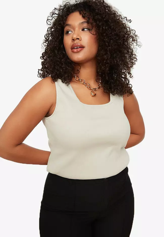 Buy Trendyol Plus Size Square Neck Tank Top 2024 Online ZALORA