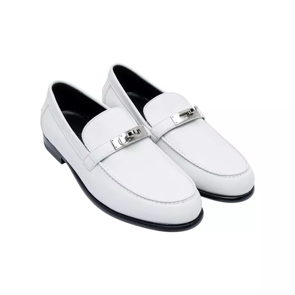 Destin Calfskin Leather Loafers White/Black Phw