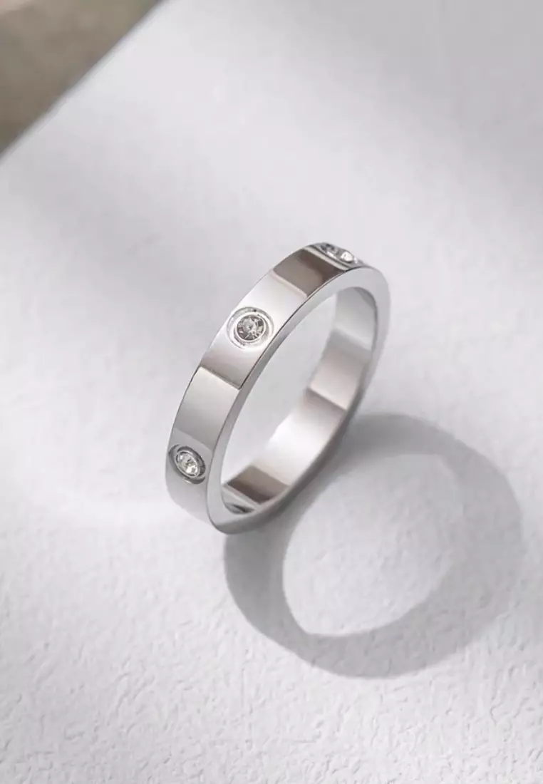 Wanderlust Cubic Zirconia Inset Eternal Band Ring in Silver