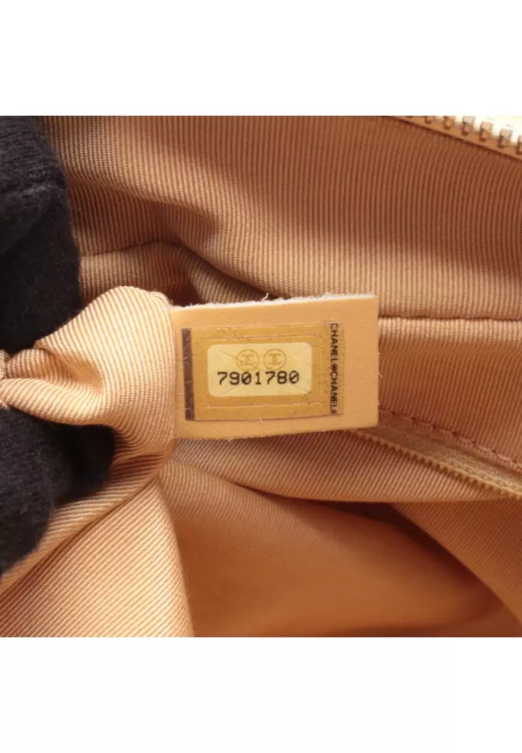 Pre-Loved Chanel matelasse chain shoulder bag lambskin beige gold hardware