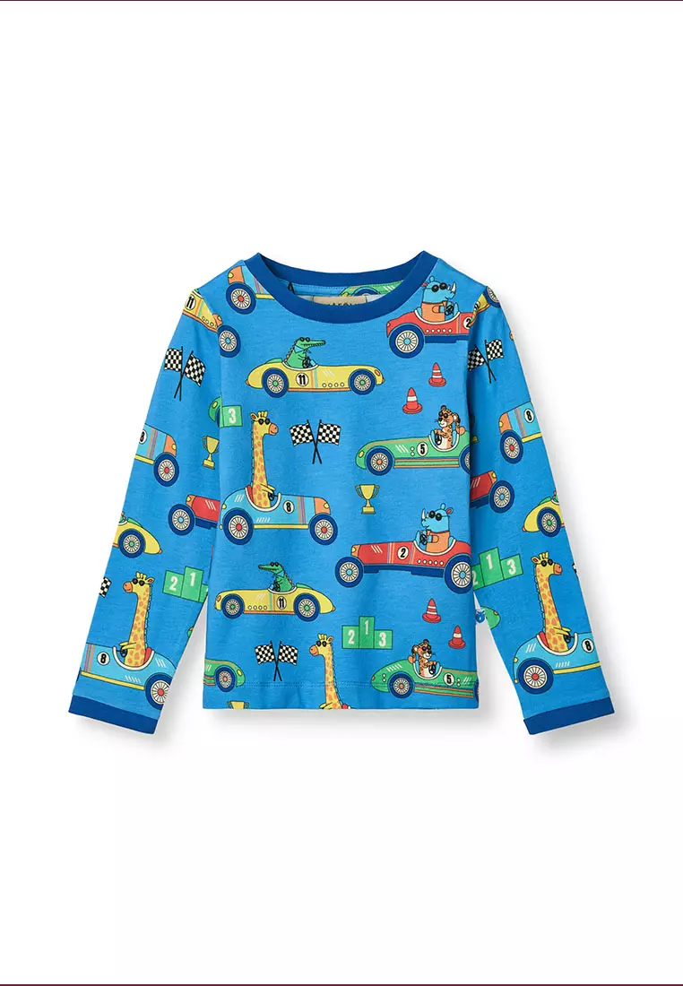 Long-sleeved top with race cars