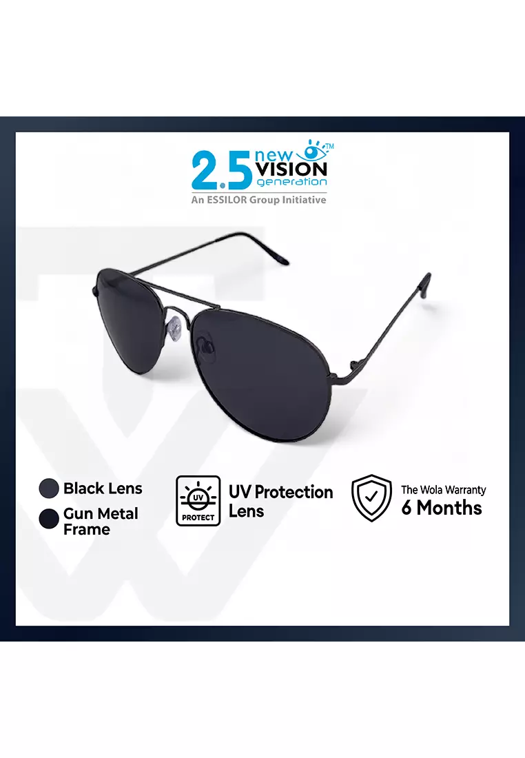 2.5 NVG 2.5 NVG by Essilor Men's Aviator Frame Black Plastic UV ...