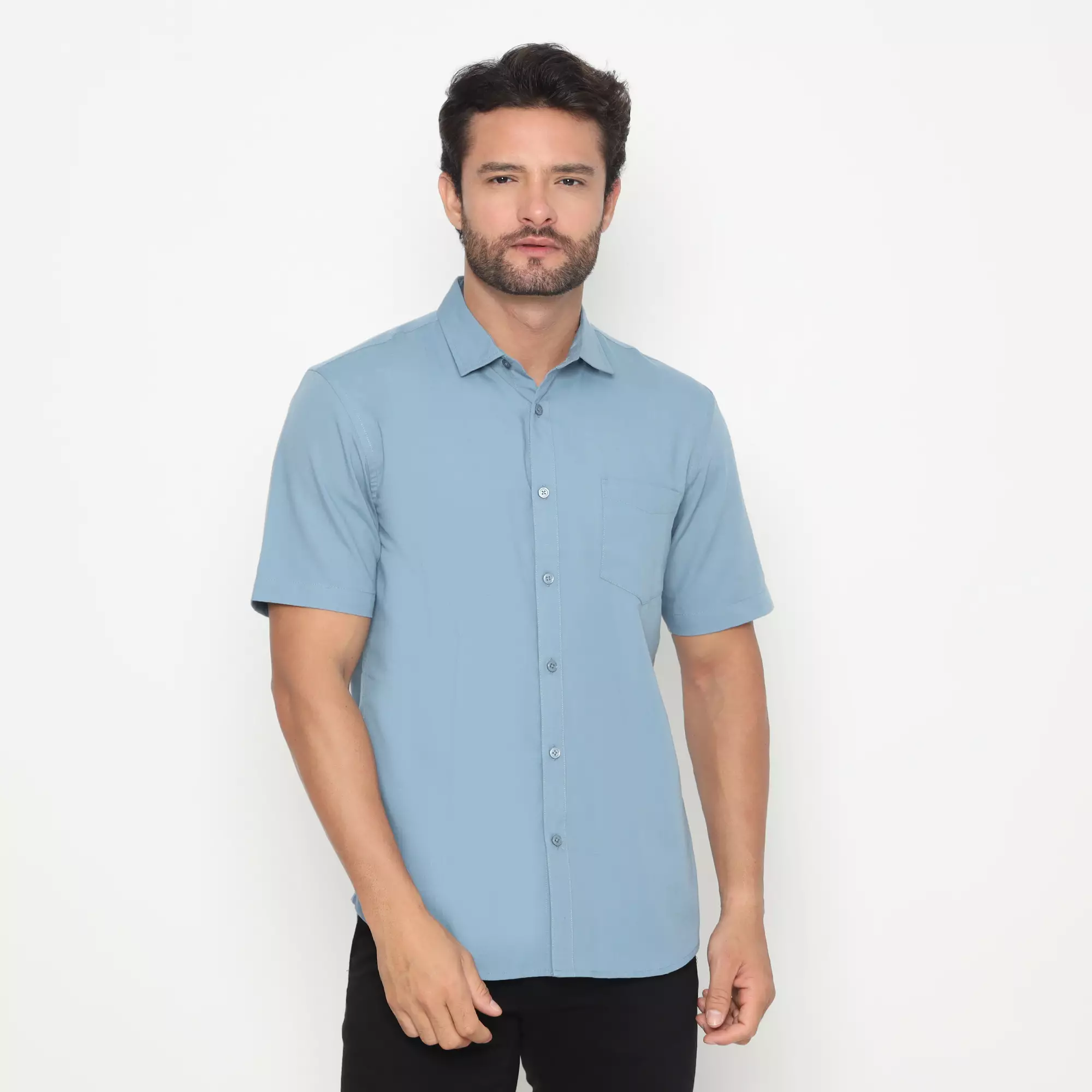 AMK Kemeja Pria Lengan Pendek SHS Orlando S/S Medium Blue