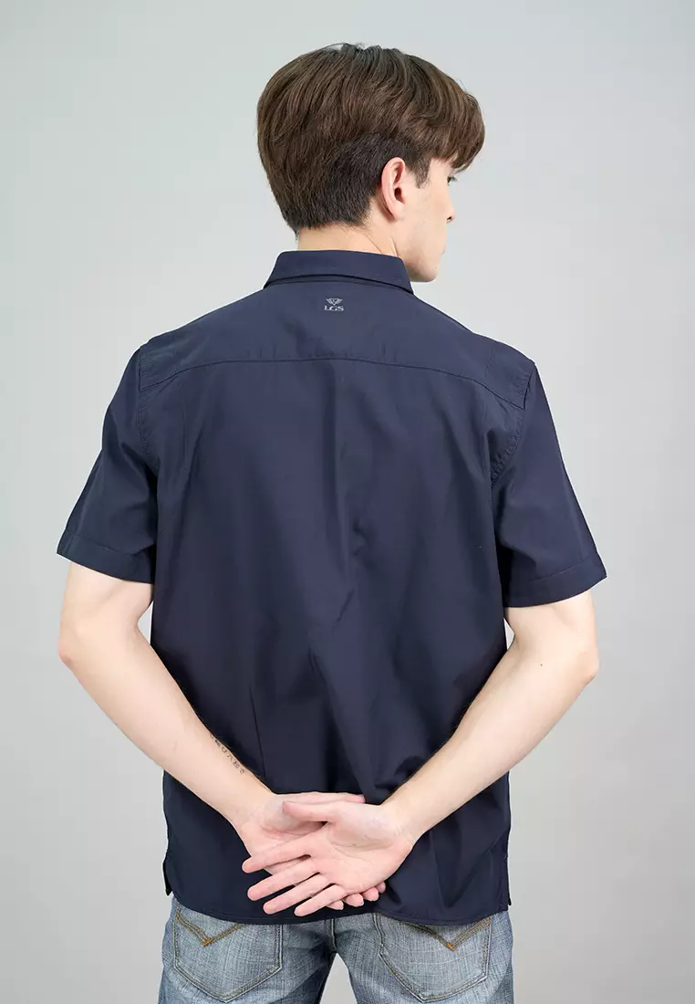 LGS - Kemeja Casual Pria - Lengan Pendek -  Reguler Fit - Warna  Biru Navy - CSH.271.S1097.191.C