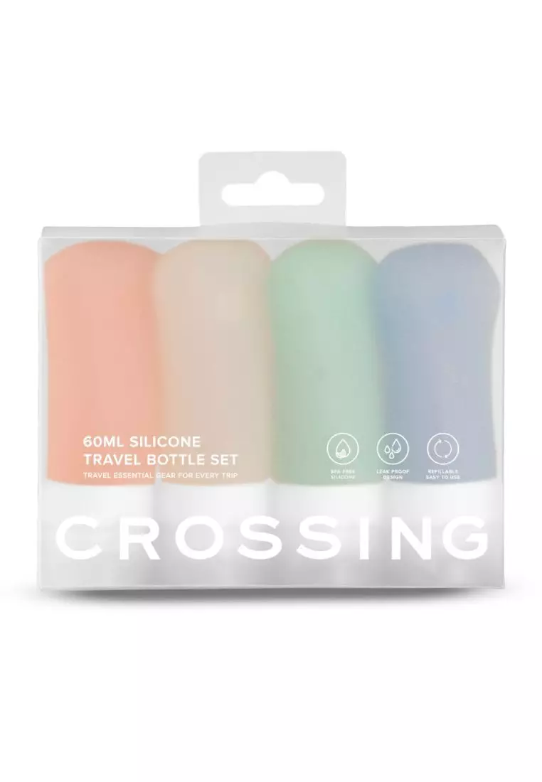 Crossing Silicone Leak Proof TSA Approved Travel Size Bottles 60ml (4 Pack)  Assorted