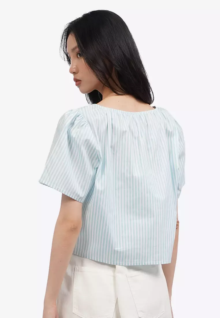 Bell Sleeve Blouse with Ribbon Details