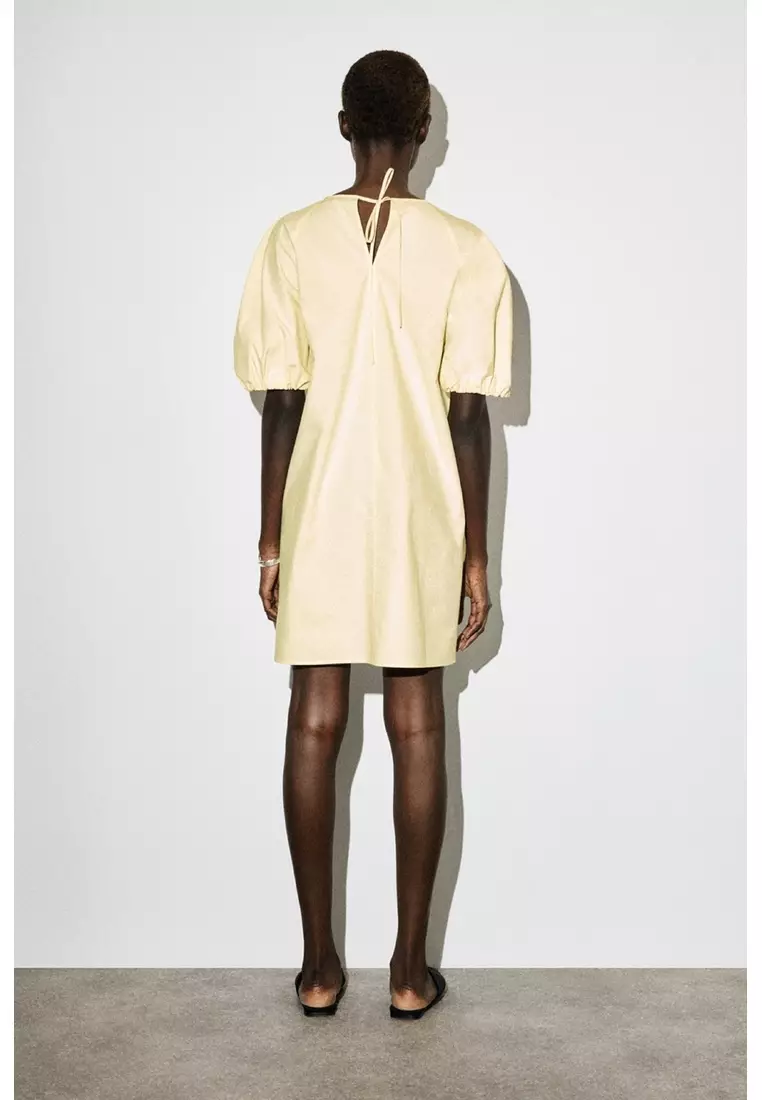 PUFF-SLEEVE COTTON MINI DRESS