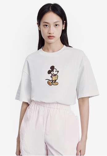 URBAN REVIVO white Mickey Mouse Print Detail T-Shirt 85855AACAE8D93GS_1