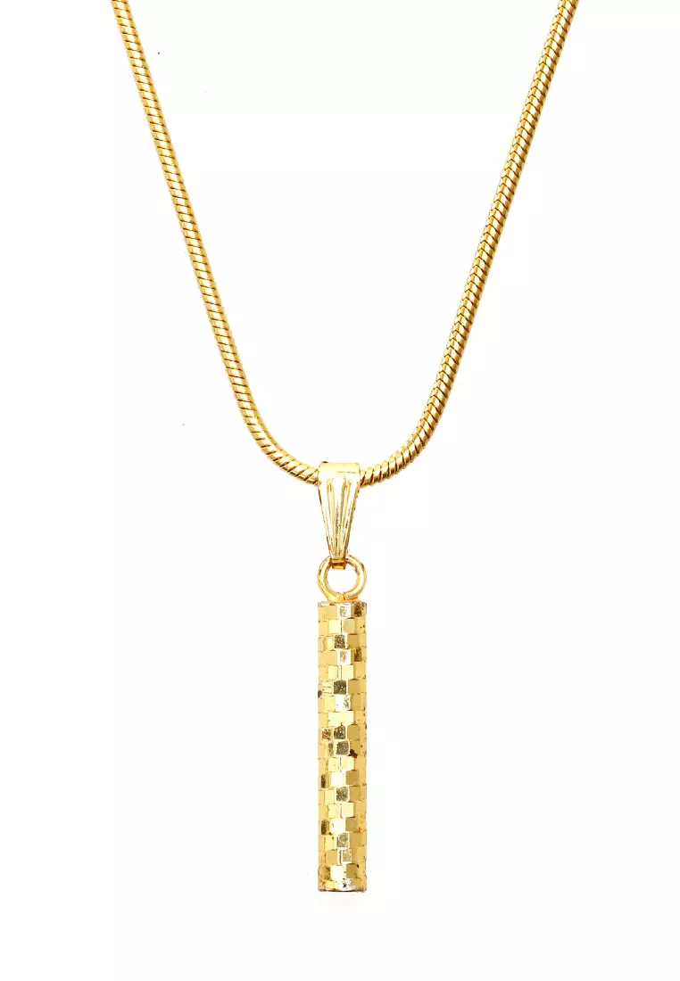 Ainsley Aksesoris Fashion Kalung Pria Wanita Necklace Liontin Balok Anti Karat Material Titanium ORIGINAL - Gold