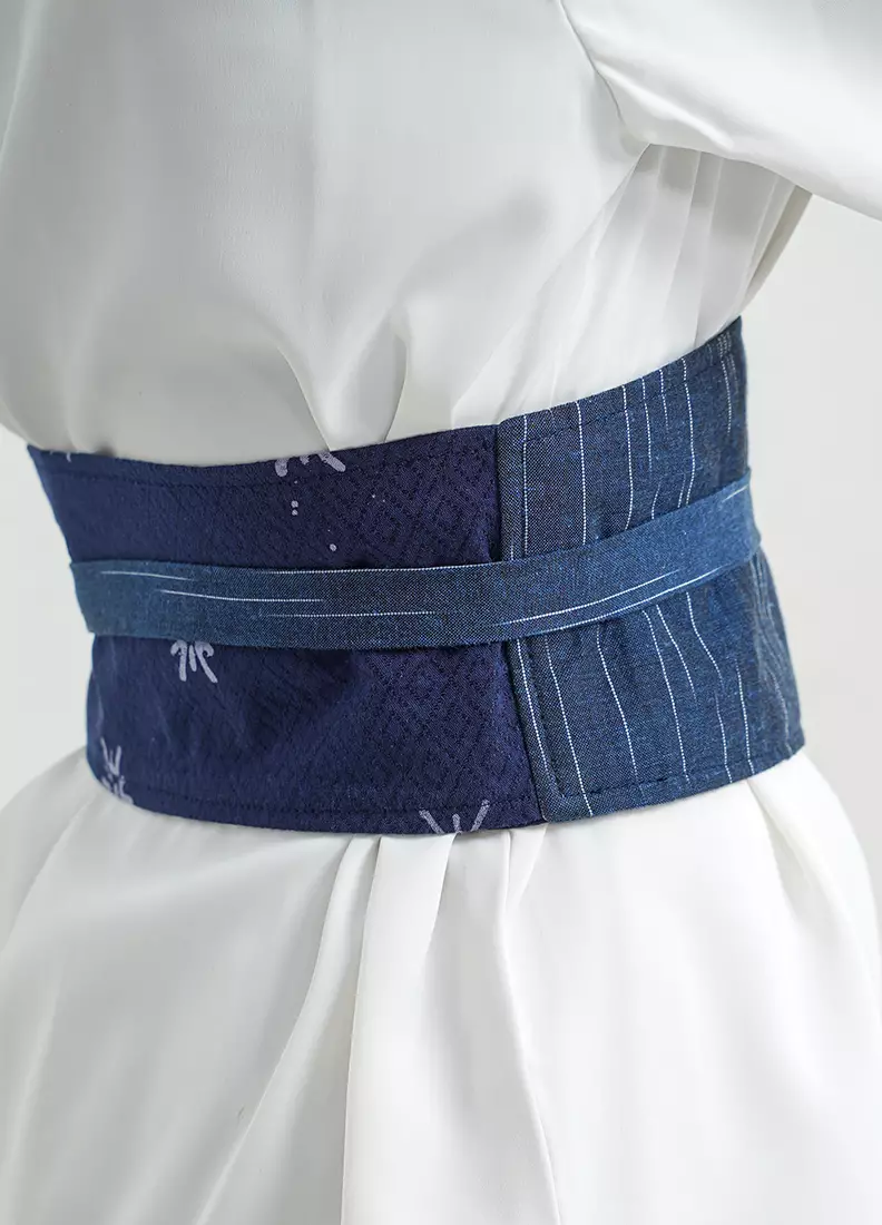 Obi Belt Corset Batik Wanita Spesial JFW Collection Binar ELEA Katun Lurik Navy