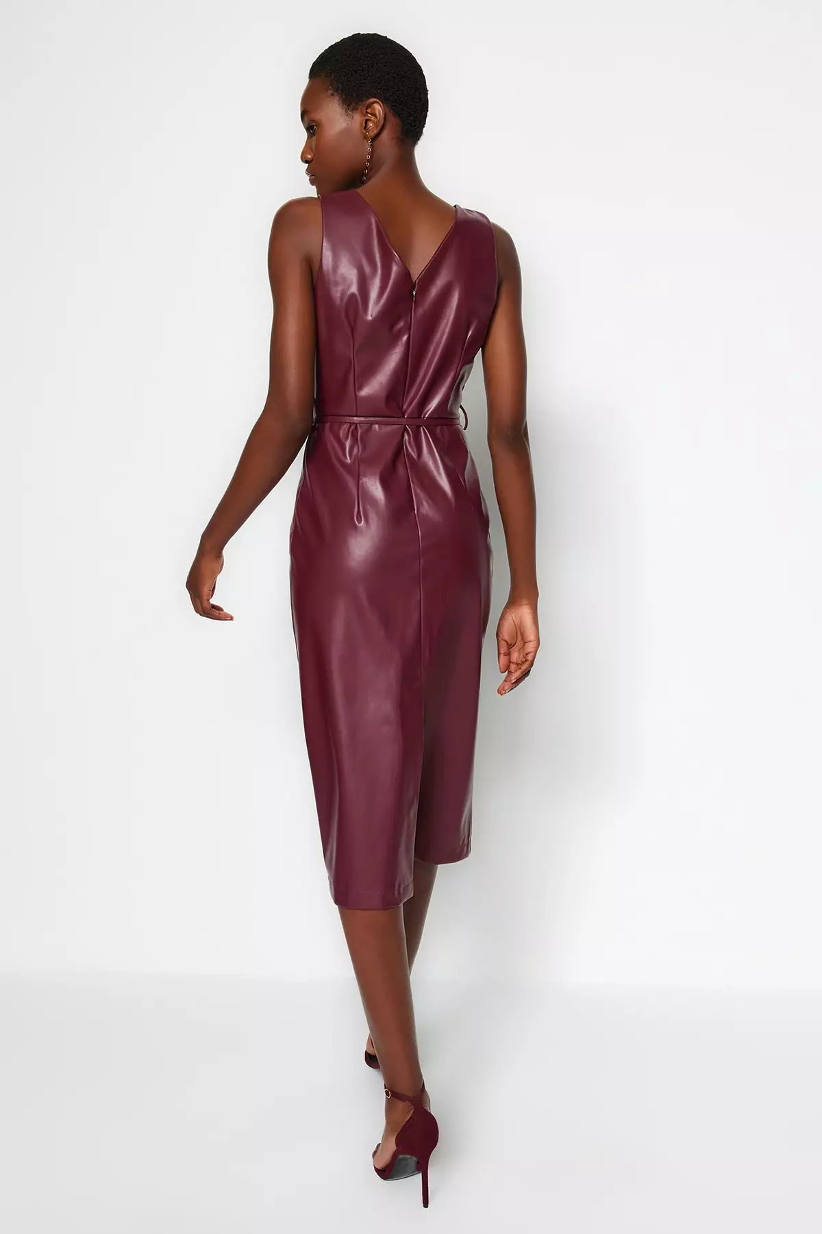Faux Leather Midi Dress