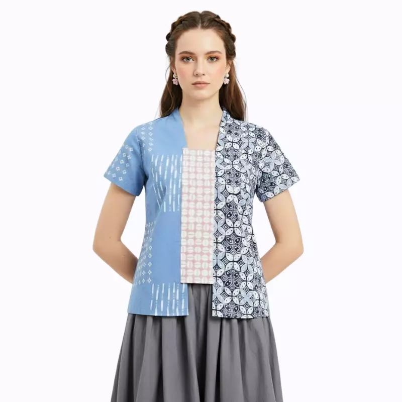 Blouse Batik Wanita - Atasan Batik - Bhatara Batik Sheisha - Baju Batik Modern Lengan Pendek