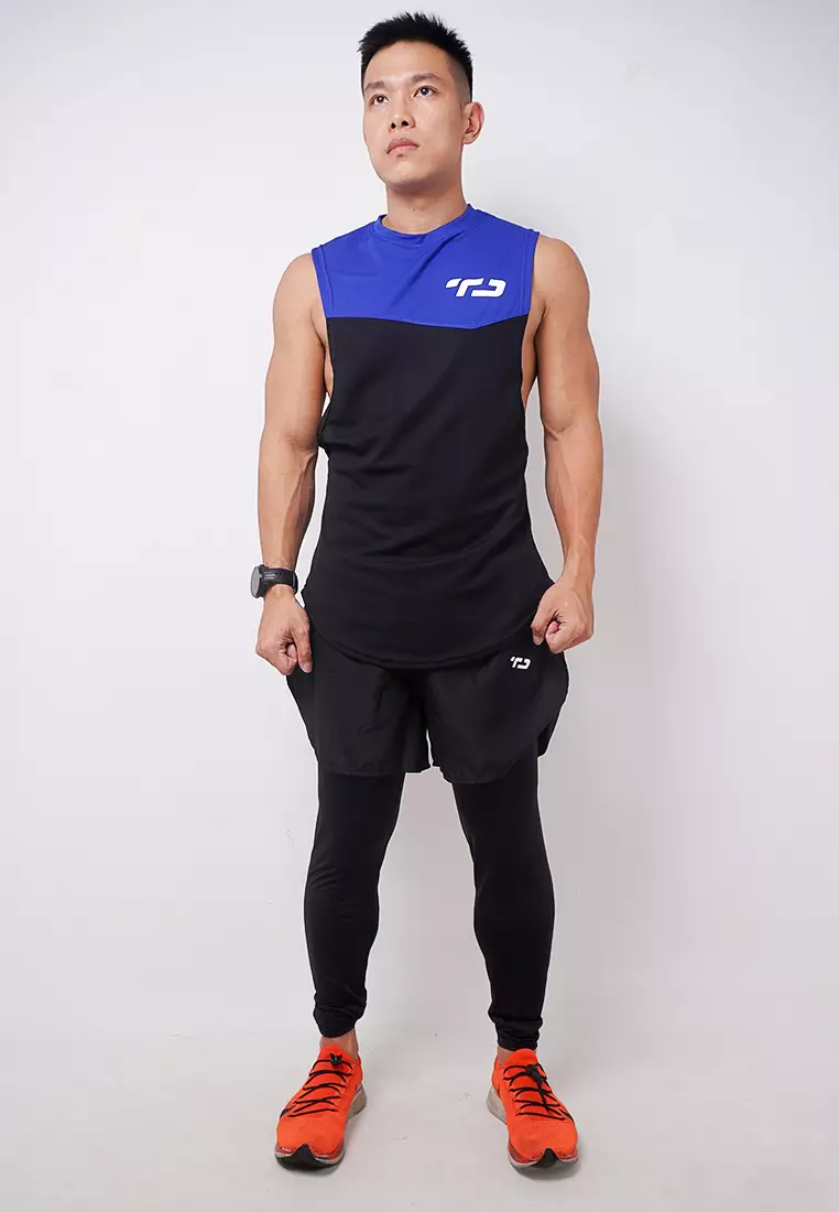 Td Active MS167 sleeveless kutung sv running jersey baju lari logo navy hitam