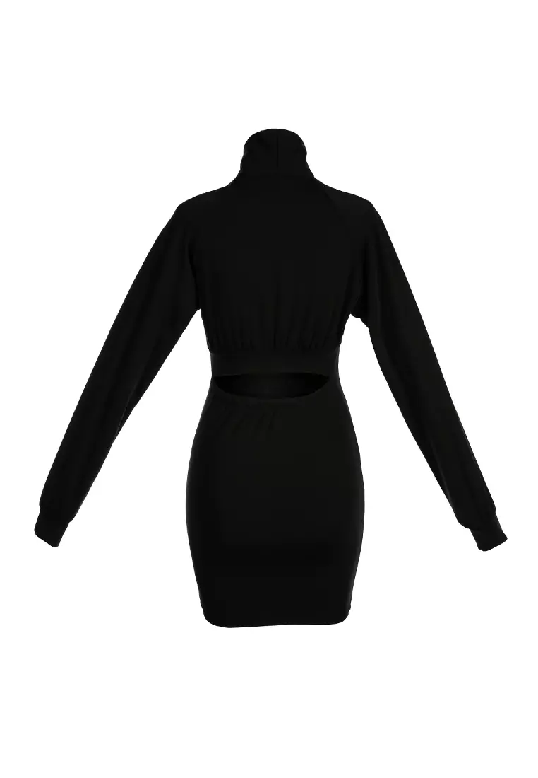 Cut Out Black Tux Mini Dress