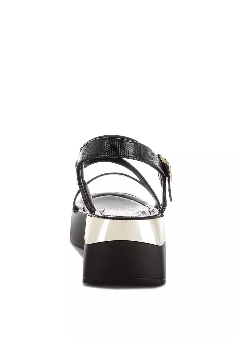 Chunky Flatform Sandals In Black